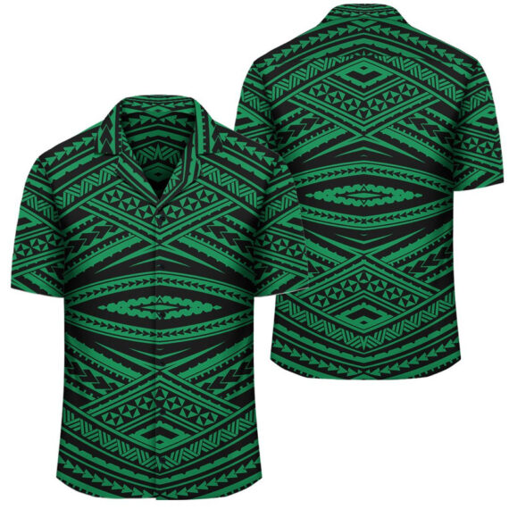 Polynesian Tatau Green Hawaiian Shirt