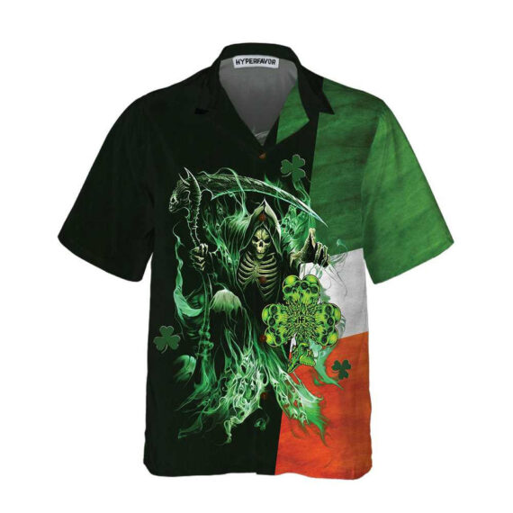 Irish Grim Reaper Hawaiian Shirt, St. Patricks Day Shirt, Cool St Patrick's Day Gift