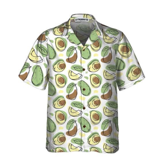 Hand Drawn Cute Avocado Pattern Hawaiian Shirt, Funny Avocado Shirt ...