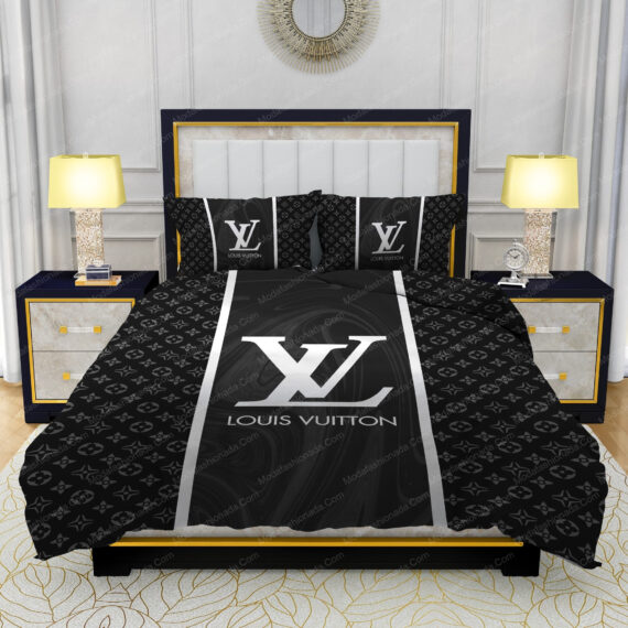 Black Veinstone Louis Vuitton Bed Sheets Spread Comforter Duvet Cover