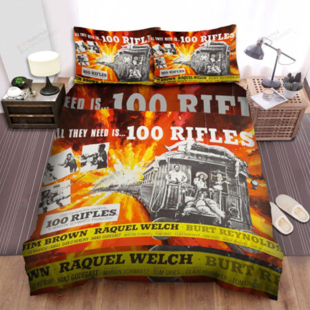 100 Rifles 1969 All They Need Movie Poster Bed Sheets Spread Comforter Duvet Cover Bedding Sets