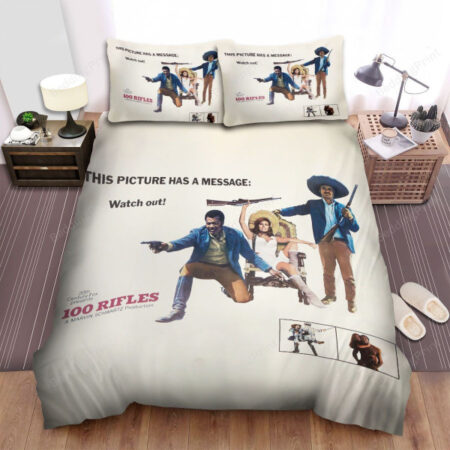 100 Rifles 1969 Th Picture Has A Message Movie Poster Bed Sheets Duvet Cover Bedding Sets
