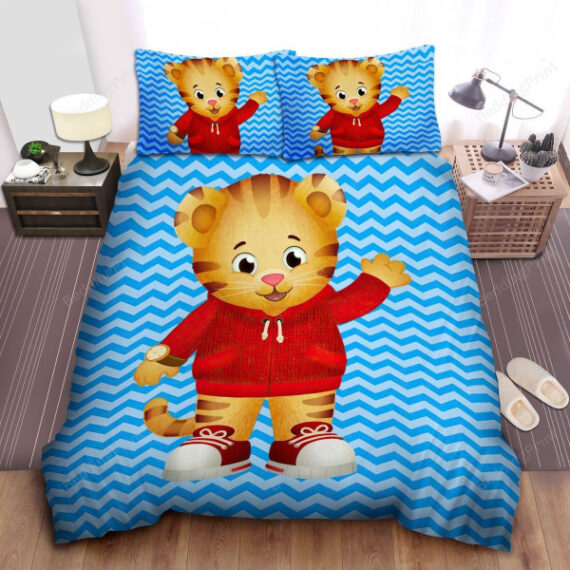 Daniel Tiger In Blue Waves Illustration Bed Sheets Duvet Cover Bedding Sets