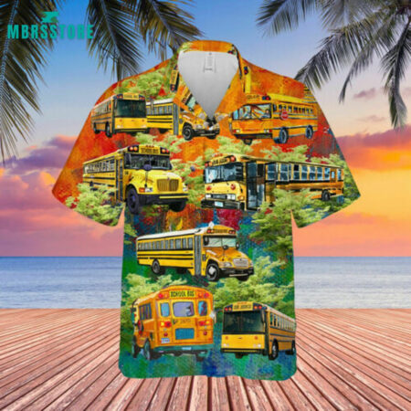 3D  School Bus Driver Unisex Hawaiian Shirt Summer Shirt, Summer Hawaiian Shirt, Beach Holiday Shirt, School Bus Driver Gifts, Bus Hawaiian