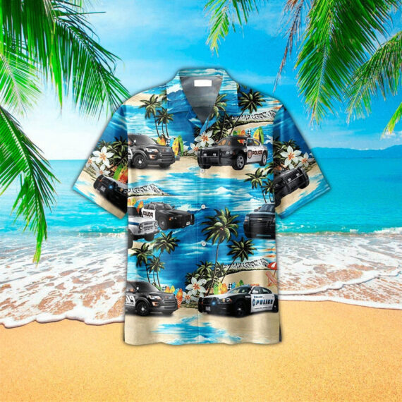 Tropical Beach Police Car Hawaiian Shirt For Men Women – Button Down ...