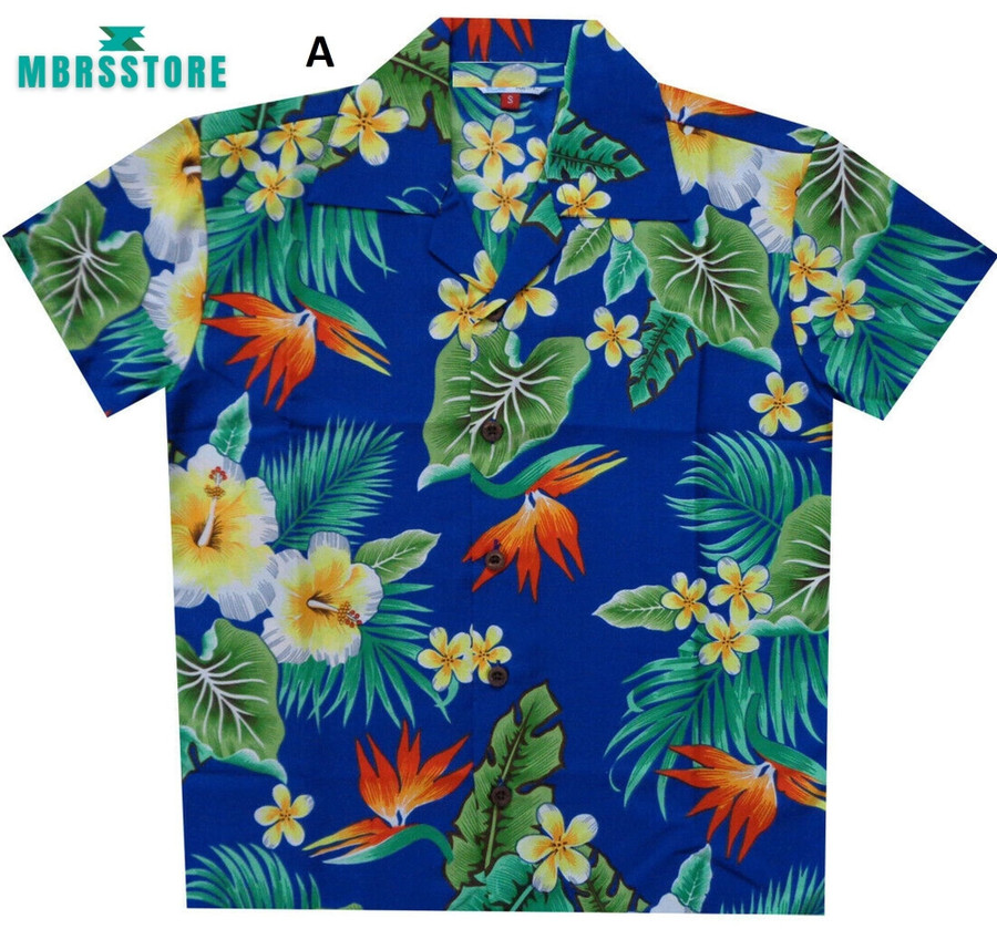 Hawaiian Shirts Boys Flower Leaf Beach Aloha Party Camp Holiday, Boys ...