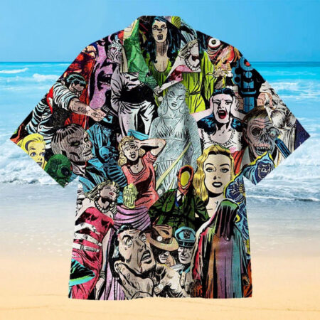 1950s Horror Comics Hawaiian Shirt, Comics hawaiian Shirt, Vintage Summer Shirt, Beach Shirt, Button Downs Shirt, Shirt For Hawai Fans
