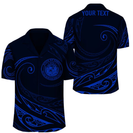 (Personalized) Hawaii Coat Of Arm Hawaiian Shirt - Blue - Frida Style