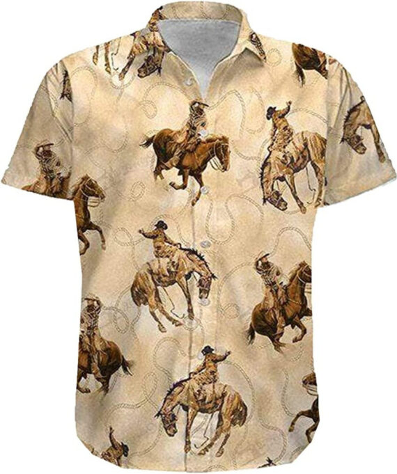 Brown Horse Unisex Hawaiian Shirts – Cowboy Rodeo Button Down Aloha ...