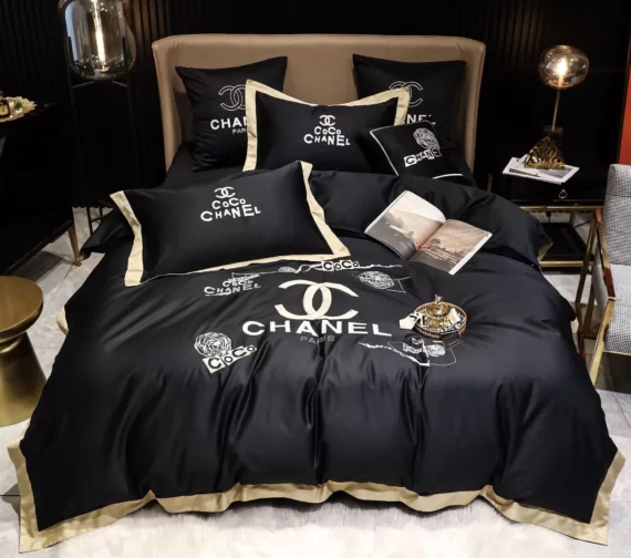 Coco Chanel Black Luxury Brand High-End Bedding Set Bedding Sets