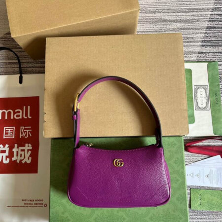 Gucci Gucci Aphrodite Shoulder Bag With Double G Purple Soft Leather 21X12X4Cm