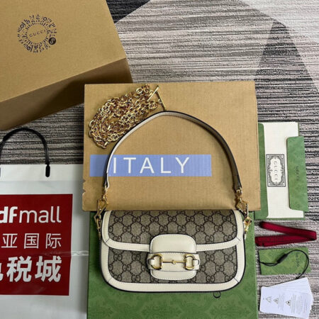 Gucci Gucci Horsebit 1955 Mini Gg Supreme Canvas 24X13X5Cm White