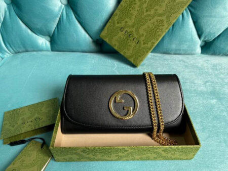 Gucci Gucci Blondie Continental Chain Wallet - Black Leather 21X10.5Cm