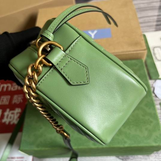 Gucci Gg Marmont Matelass Shoulder Bag Sage Green Matelass Chevron Leather 24X13X7Cm