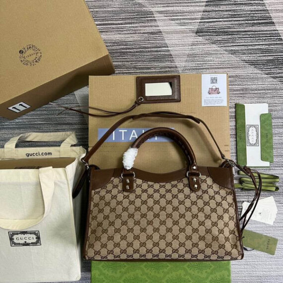 Gucci Gucci X Balenciaga The Hacker Project Medium Neo Classic Bag Brown Canvas 38X14X24Cm