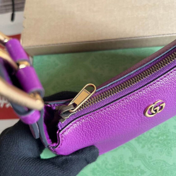 Gucci Gucci Aphrodite Shoulder Bag With Double G Purple Soft Leather 21X12X4Cm