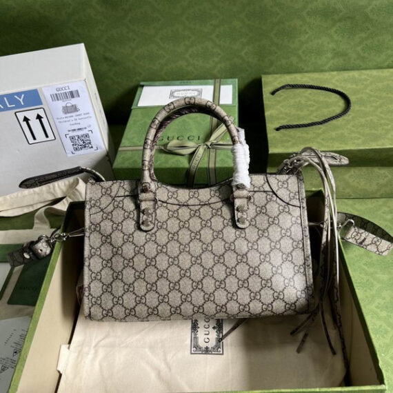 Gucci X Balenciaga The Hacker Project Medium Neo Classic Bag Variation 2  Beige/Ebony for Women