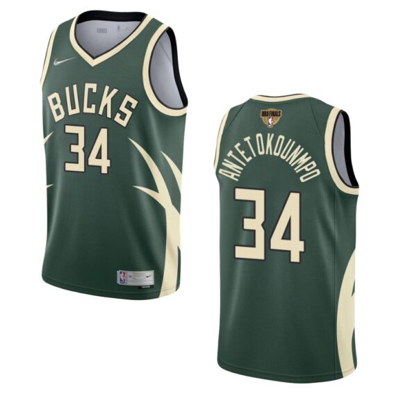 Giannis Antetokounmpo Bucks 2021 NBA Finals Earned Jersey Green