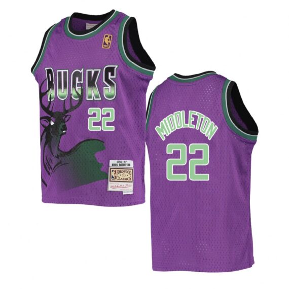 Milwaukee Bucks Khris Middleton 1996-97 Hardwood Classics Reload Jersey Purple